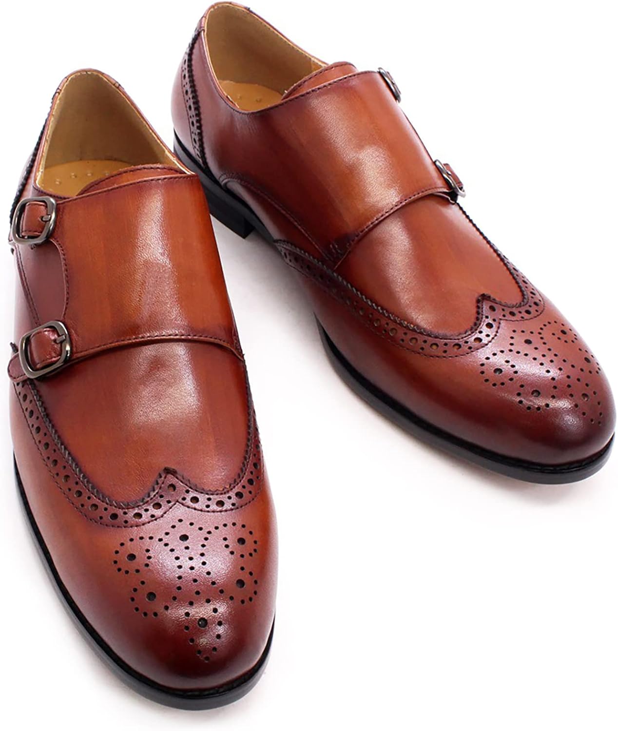 

Мужские лоферы с двумя пряжками Monk из натуральной кожи, мокасины на каждый день и для официальных мероприятий, слипоны, свадебные и туфли, темно-коричневые, размер 43 Generic