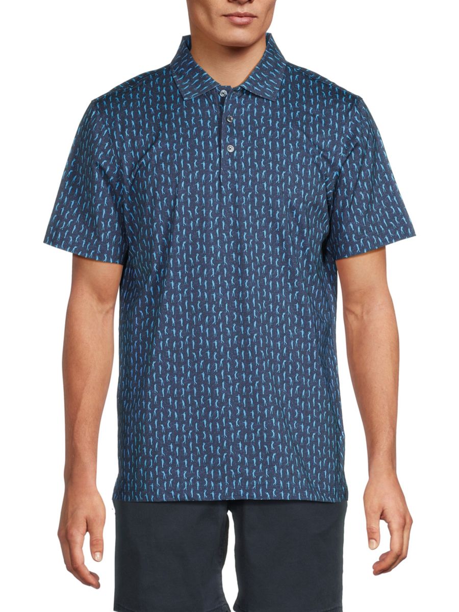 

Рубашка-поло Victor Golf Print Bugatchi, цвет Classic Blue