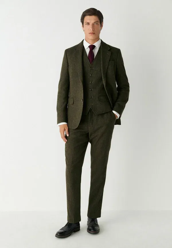 Жилет Regular fit herringbone waistcoat Next, зеленый — фото 2