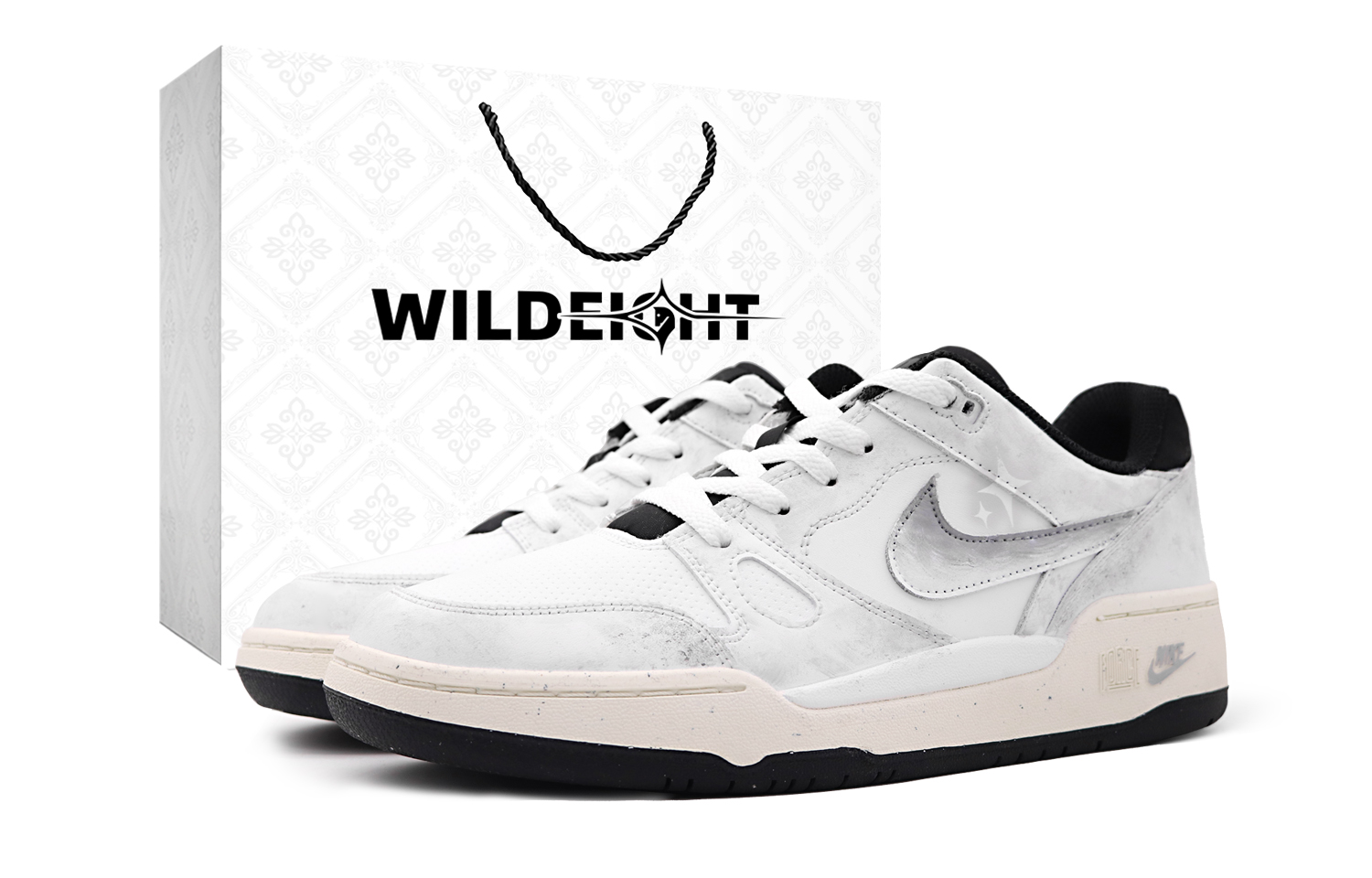 

Full Force SZH Star Stride Zone устойчивые к истиранию увеличивающие рост низкие кроссовки для скейтбординга мужские Nike, черный белый серый