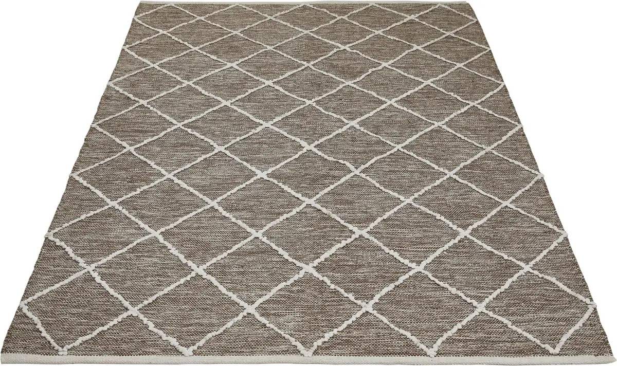 

Живой ковер LUXOR "Pantin", прямоугольный, ручная работа, плоское переплетение, чистый хлопок, ручная работа, ромбовидный узор LUXOR living 170х240 см, коричневый