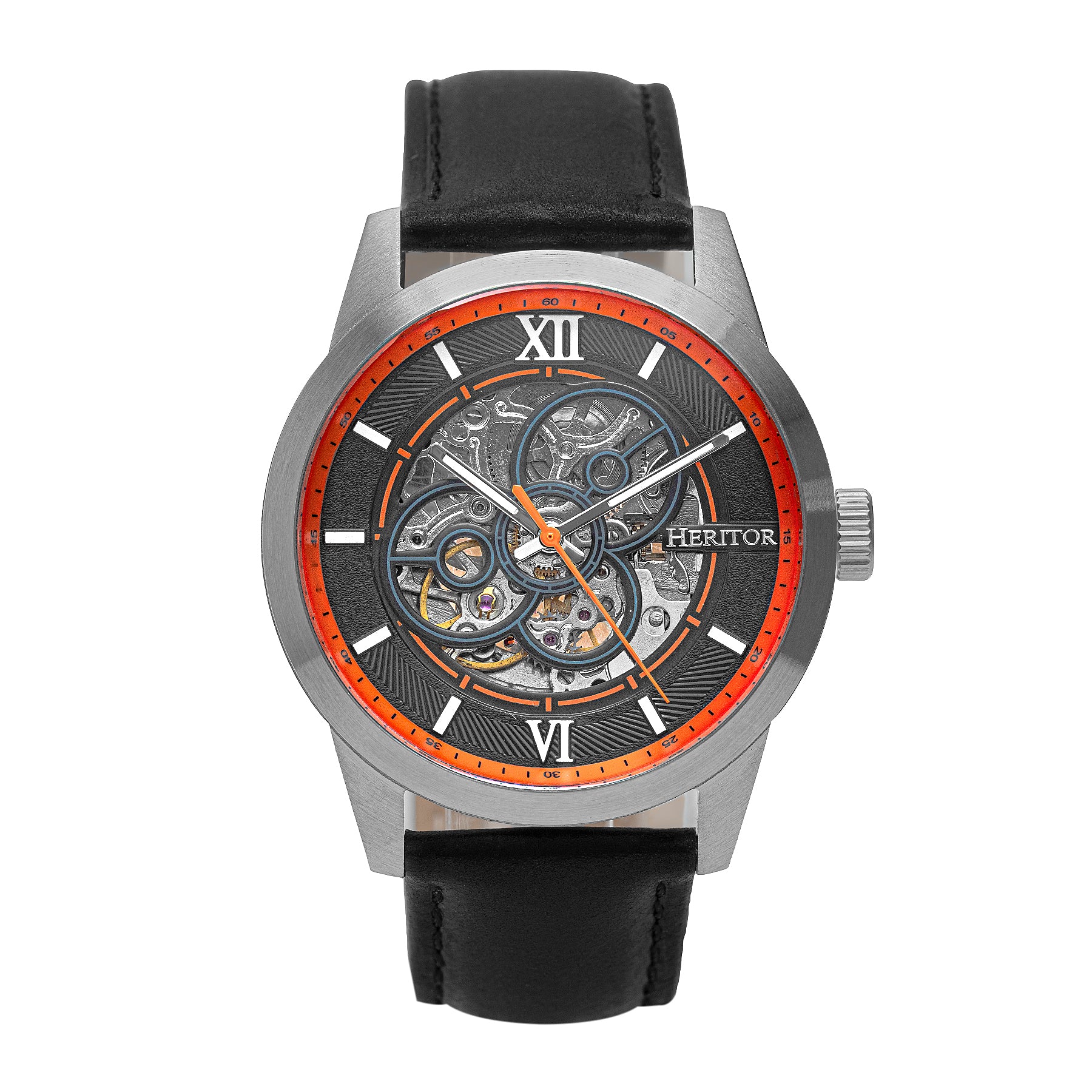 

Часы-скелетоны Jonas с кожаным ремешком Heritor Automatic, оранжевый