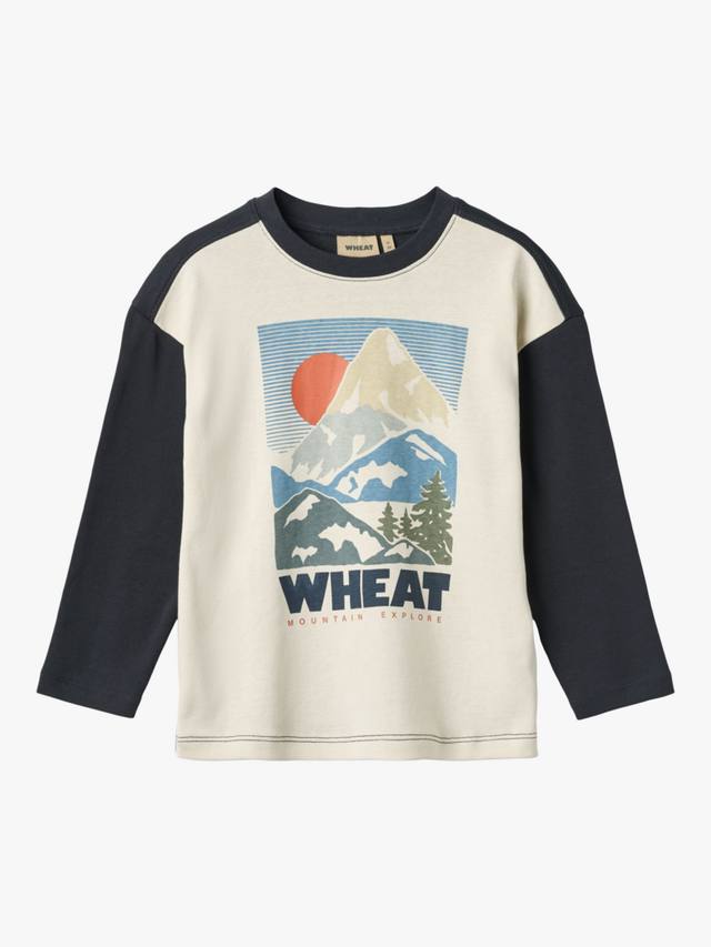 

Детская футболка с длинными рукавами и принтом из органического хлопка WHEAT