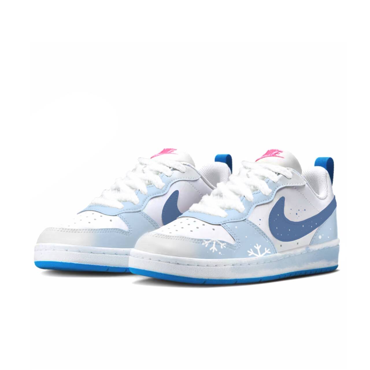 Nike Court Borough Synthetic Leather Slip Resistant Abrasion Resistant Low top Kids' Skateboarding Shoes Blue White — фото 4