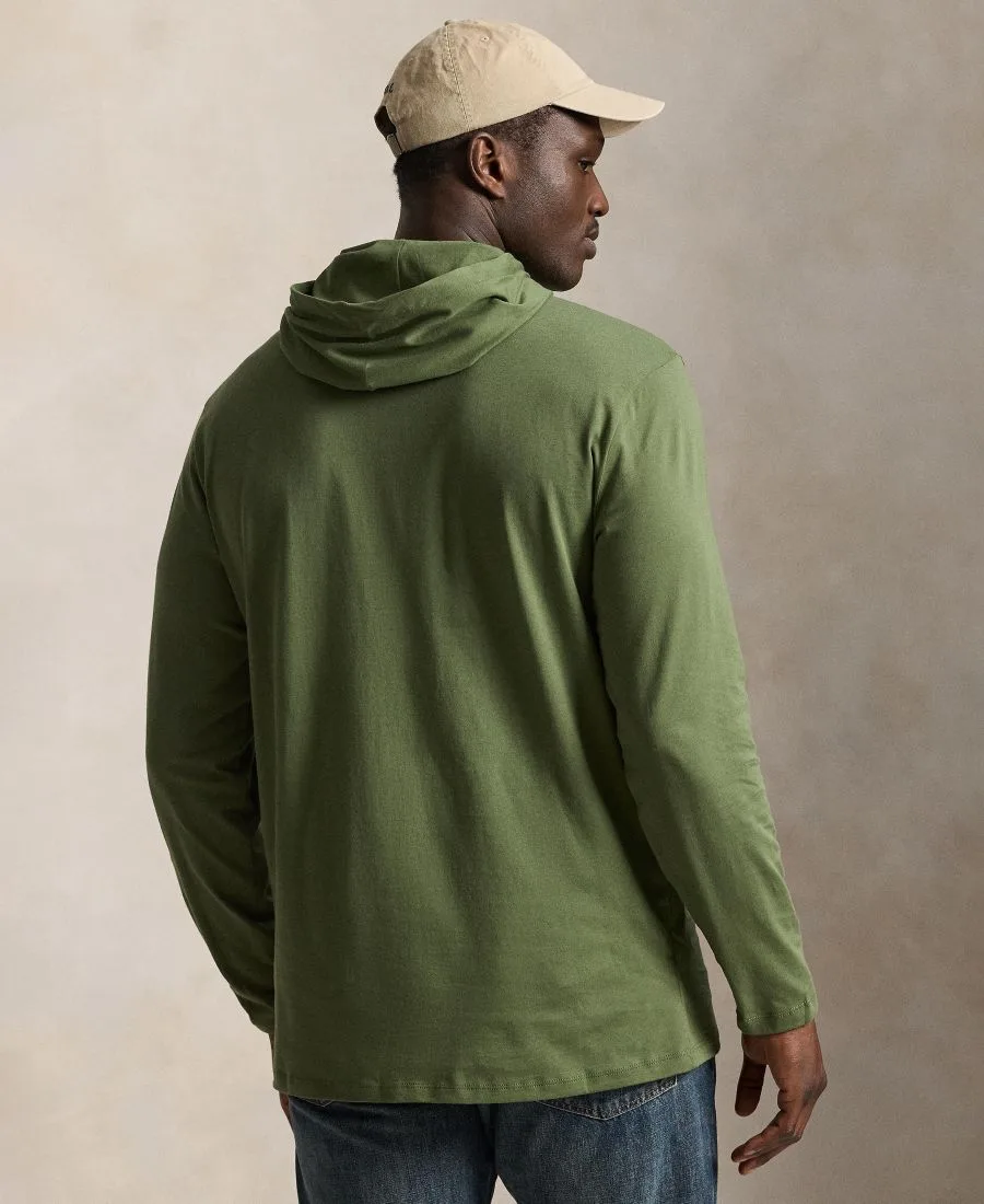 Мужская футболка с длинными рукавами и капюшоном больших размеров Polo Ralph Lauren, supply оливковый — фото 4
