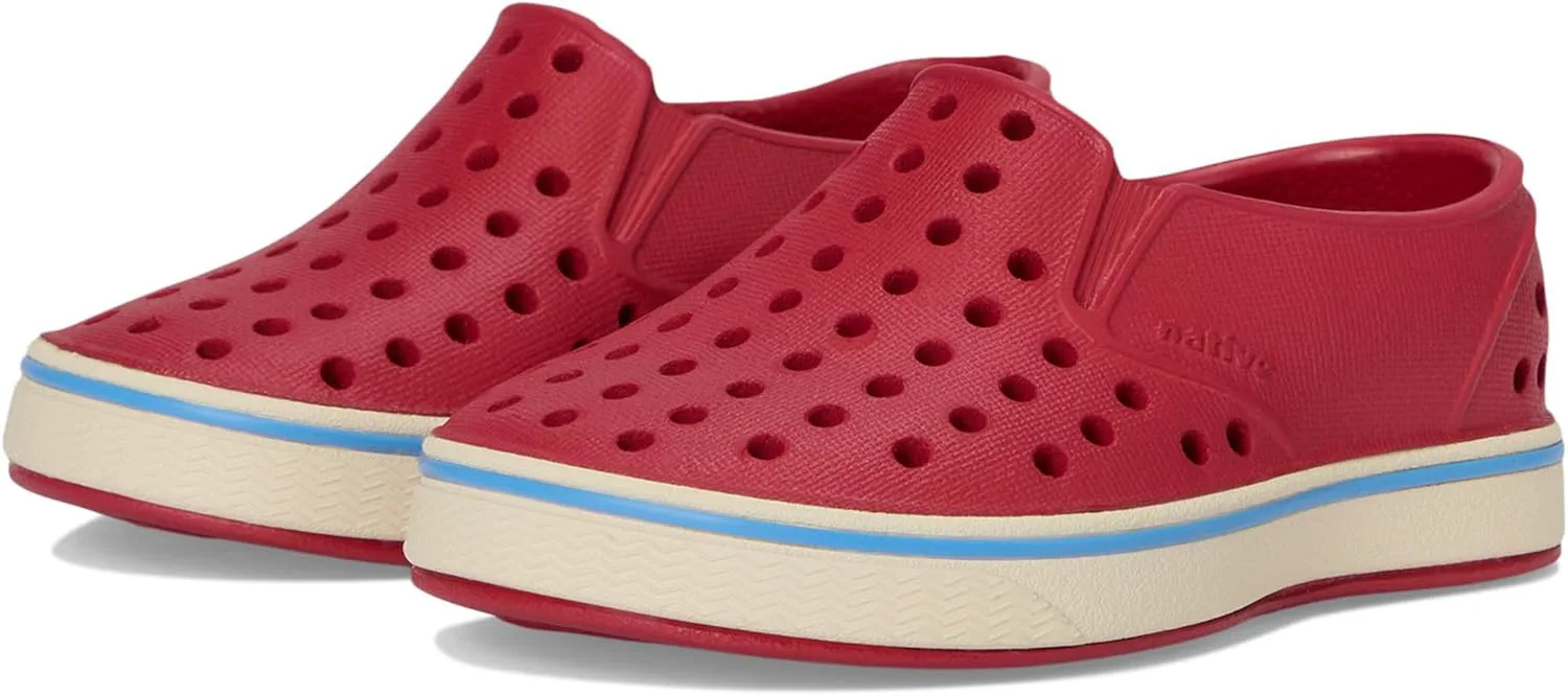 Кроссовки без шнурков Native Shoes Miles для детей, унисекс, красно-белый