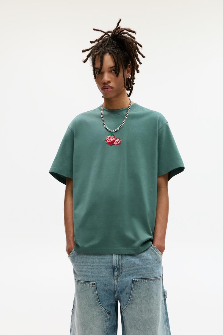 

Футболка Stwd с вышивкой томата Pull And Bear, зеленый