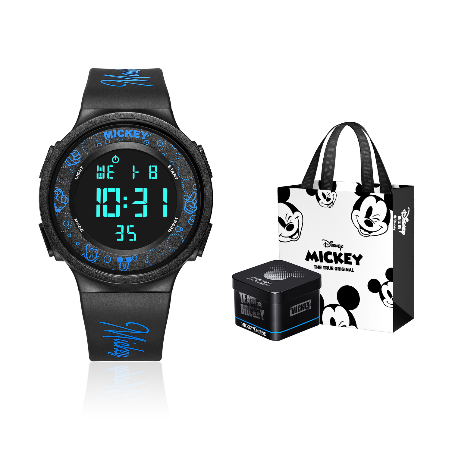 

Disney Часы Mickey Series Electronic Movement Rubber Strap Watch Men's Watch Black Dial