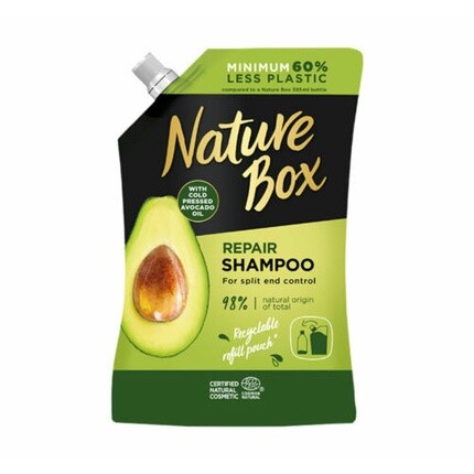 

Шампунь с авокадо для поврежденных волос, сменный блок 500мл, Nature Box