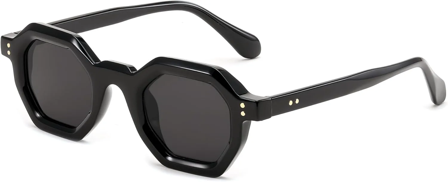 

Женские солнцезащитные очки FEISEDY Octagon с толстой оправой – модные прямоугольные солнцезащитные очки – защита от УФ-излучения UV400 летом, 001 - Black