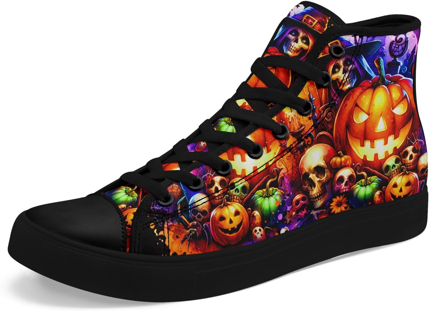 

Стильные высокие кеды из канвы для мужчин и женщин с дизайнами тыквы и призрака, праздничный подарок, легкая и дышащая обувь Coolcustomize, черный/зеленый/желтый/оранжевый/фиолетовый