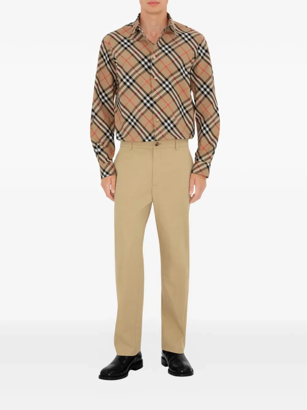 Рубашка Burberry из хлопкового поплина в клетку, свободный крой, песочно-бежевый — фото 2