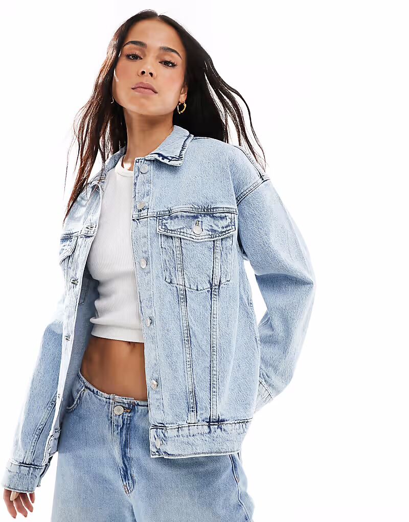 

Джинсовая куртка свободного кроя Vero Moda светло-голубого цвета