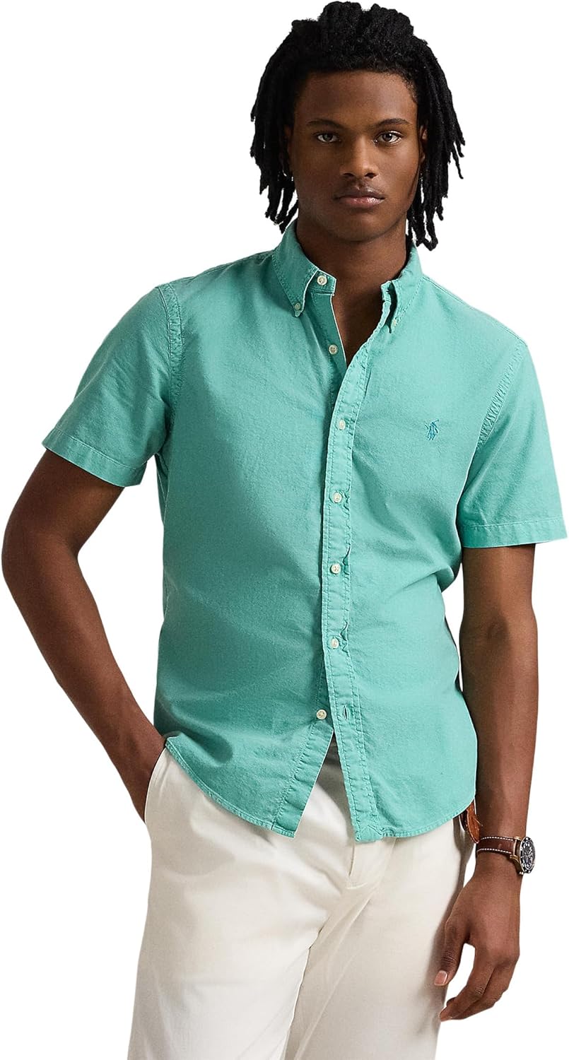

POLO RALPH LAUREN Мужская классическая рубашка Oxford с окраской в готовом виде, Deep Seafoam