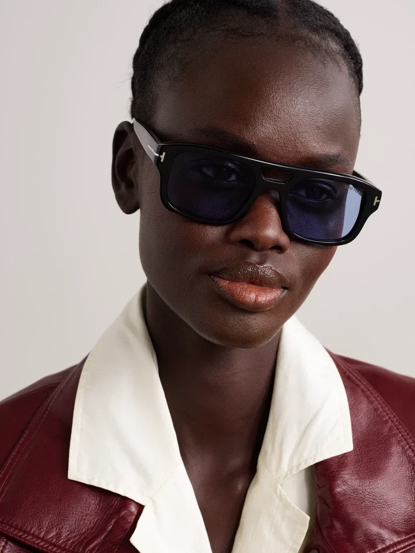 Солнцезащитные очки из ацетата в стиле авиатор Icon TOM FORD Eyewear, черный — фото 2