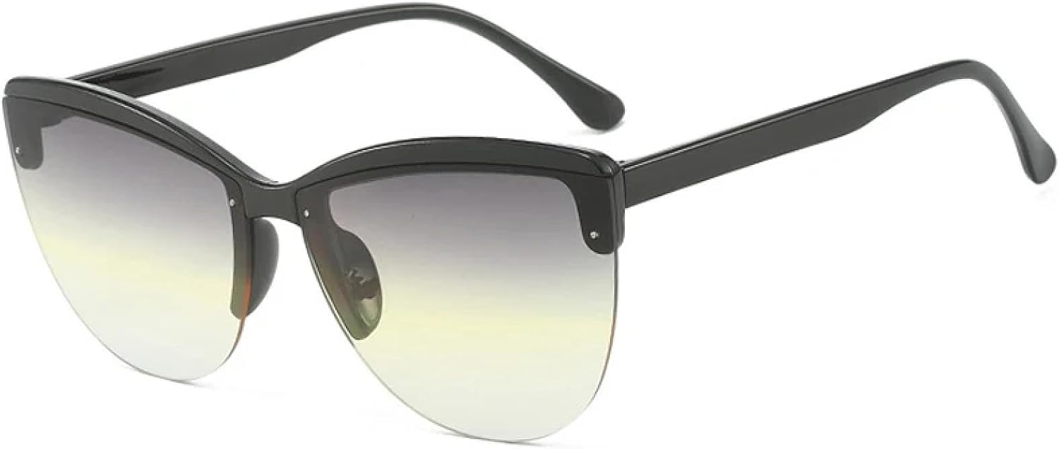 

Солнцезащитные очки «кошачий глаз» в полуободковой оправе для женщин и мужчин, классические, для активного отдыха, вождения, летних путешествий, с защитой от УФ-излучения UV400 TKKTLLT, Black Gray Yellow