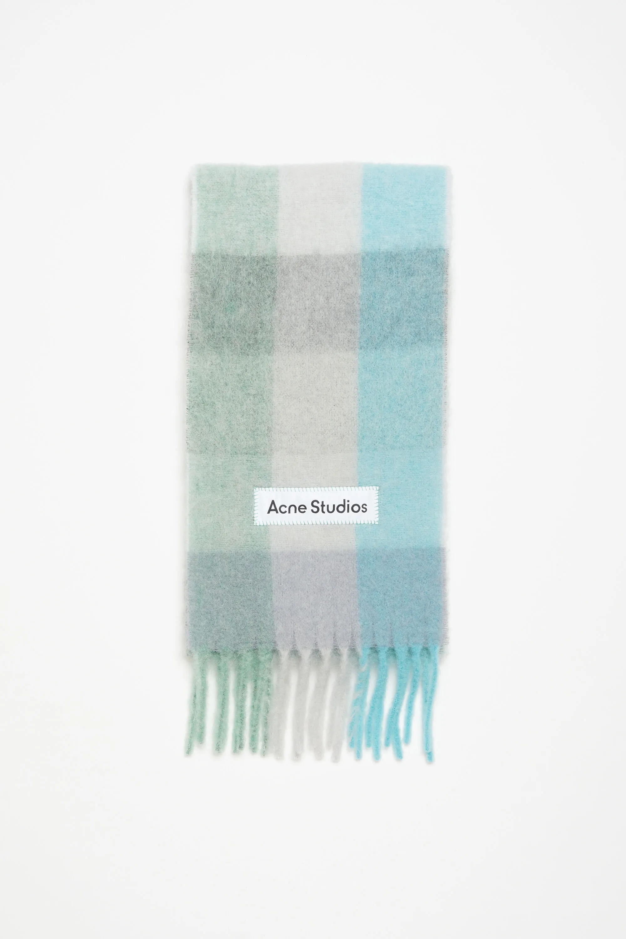 

Шарф в клетку из мохера Acne Studios, Turquoise/Grey/Mint Green