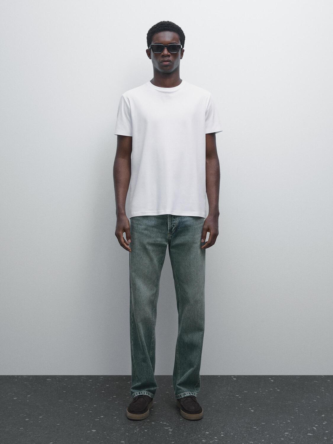 

Футболка из 100% мерсеризованного хлопка Massimo Dutti, белый