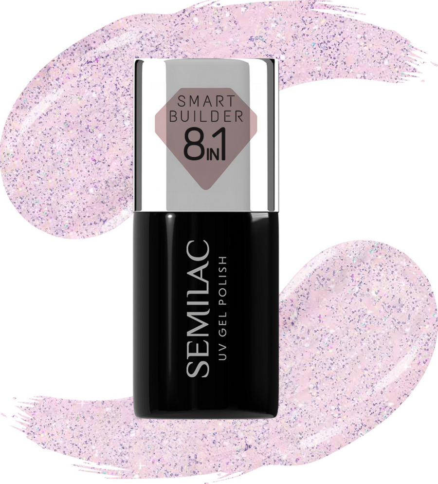

УФ-лак для ногтей Semilac 8in1 UV Nagellack Smart Builder Glitter Delicate Pink