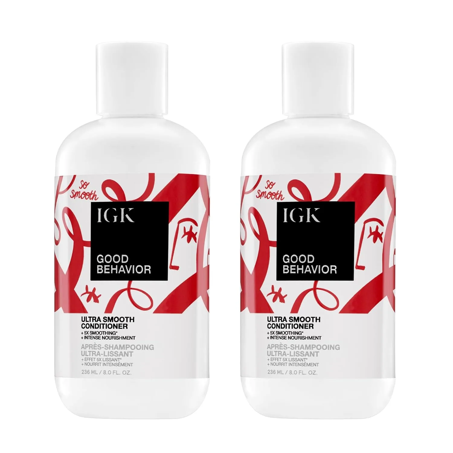 Кондиционер IGK Good Behavior Ultra Smooth (2 шт.) - для контроля пушистости и разглаживания волос, придающий им шелковистость и послушность.