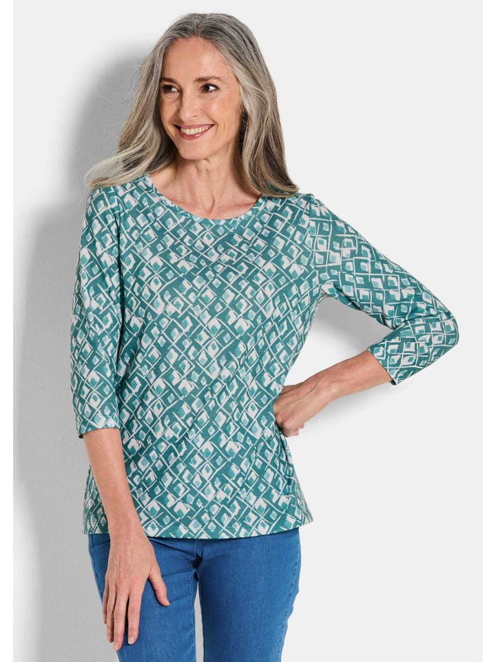 

Рубашка из джерси, короткие рукава, вискозная рубашка, сплошной дизайн в серо-зеленом цвете / узорчатый GOLDNER