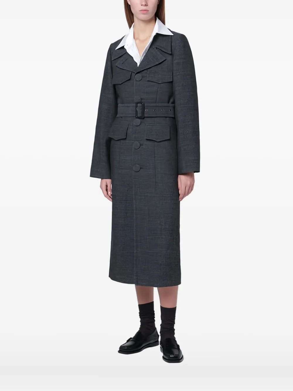 

Однобортное пальто с поясом Namacheko, серый