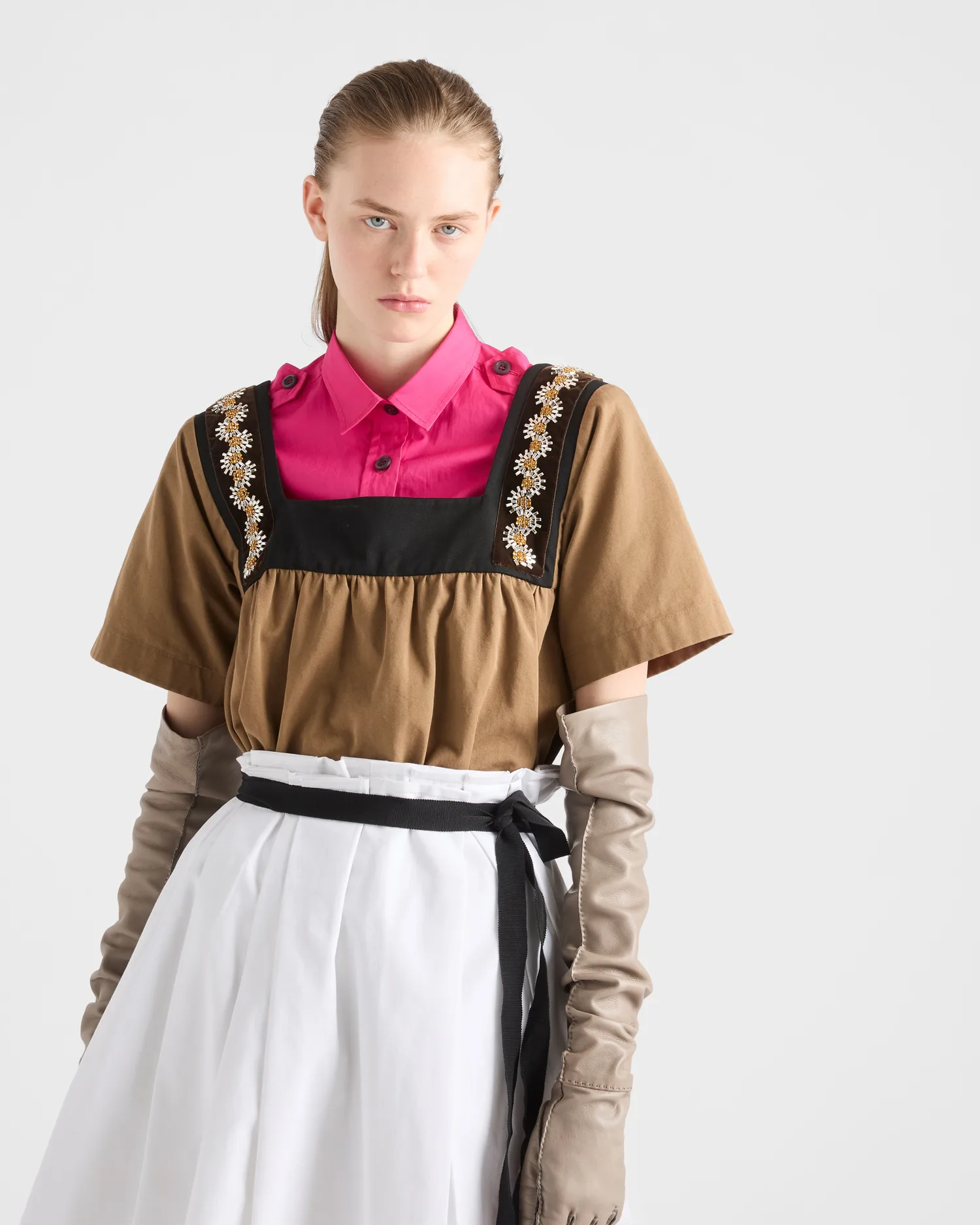 Рубашка из хлопкового поплина Prada, мультиколор — фото 4