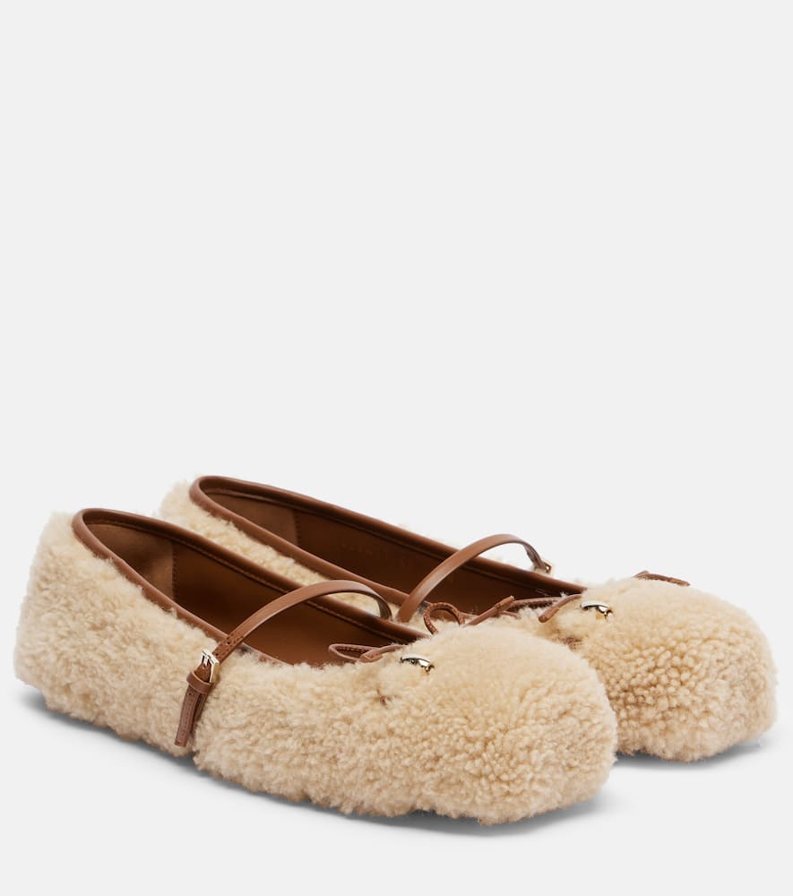 Балетки с мехом и пряжкой horsebit Gucci, Butterscotch/Sundial