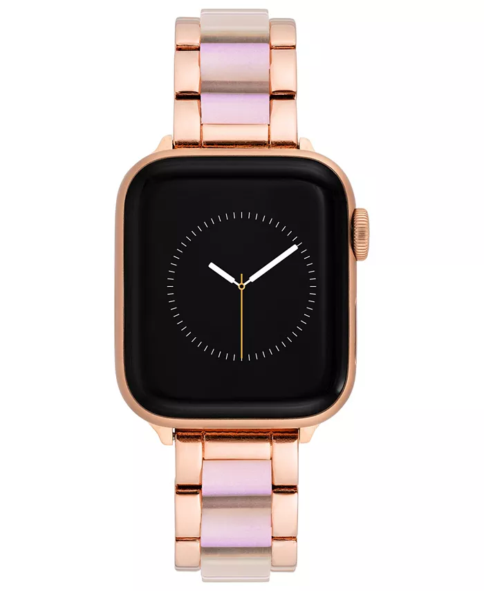 

Женский браслет для Apple Watch 42 мм (Series 10) и 38/40/41 мм из переливающегося ацетата с металлическими звеньями розового золота Anne Klein