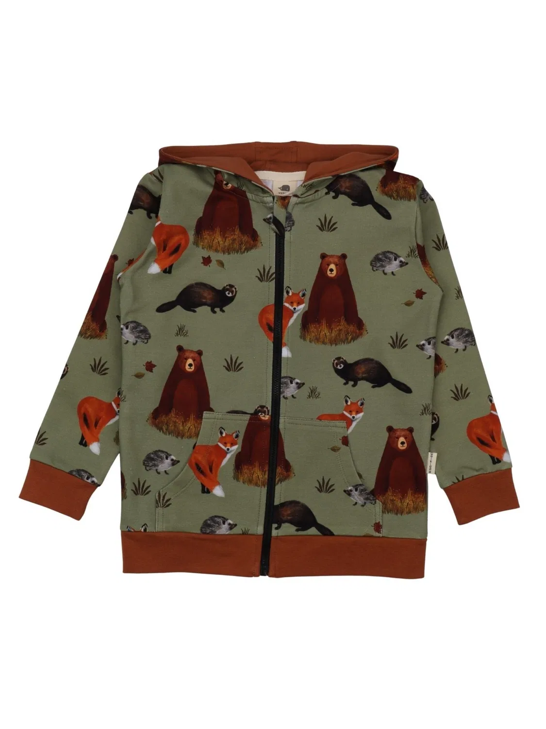 Толстовка на молнии Walkiddy Autumnland Sweat Jacket зеленого цвета