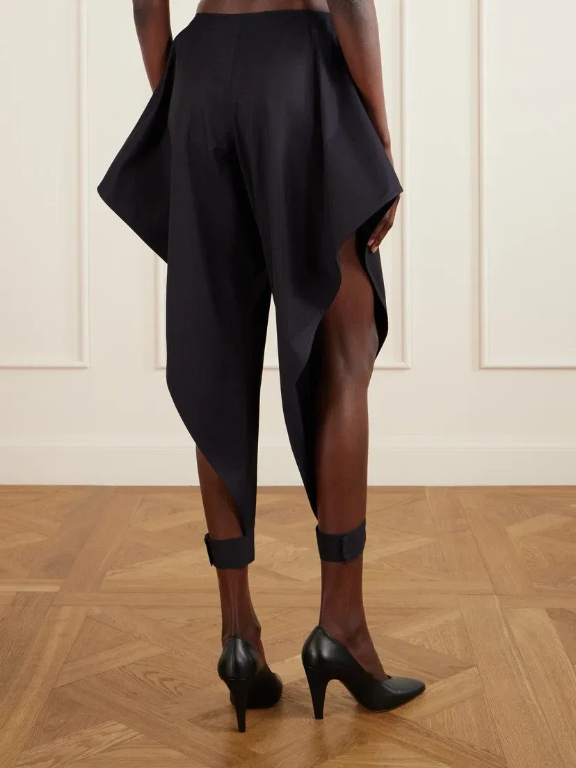 Брюки широкого кроя из хлопковой габардиновой ткани Alaïa Triangle, синий — фото 3