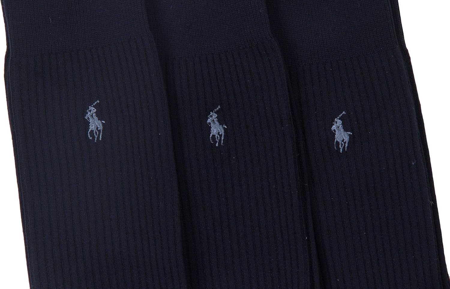 Комплект из 3 пар носков Polo Ralph Lauren из микрофибры в рубчик, под платье, мужские носки, Black — фото 2