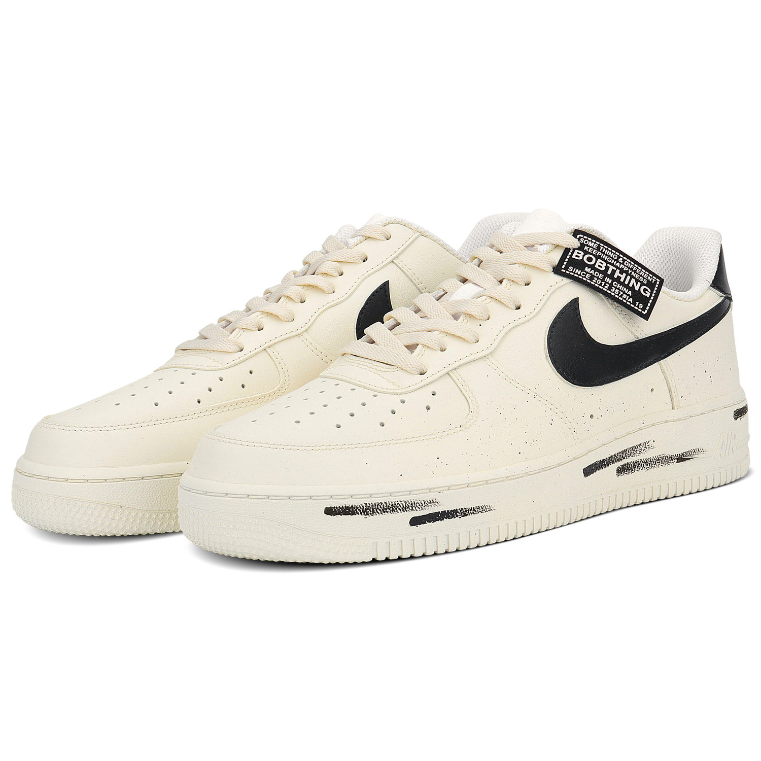 Nike Мужские износостойкие низкие скейтбордные кроссовки Air Force 1 бежевого цвета — фото 4