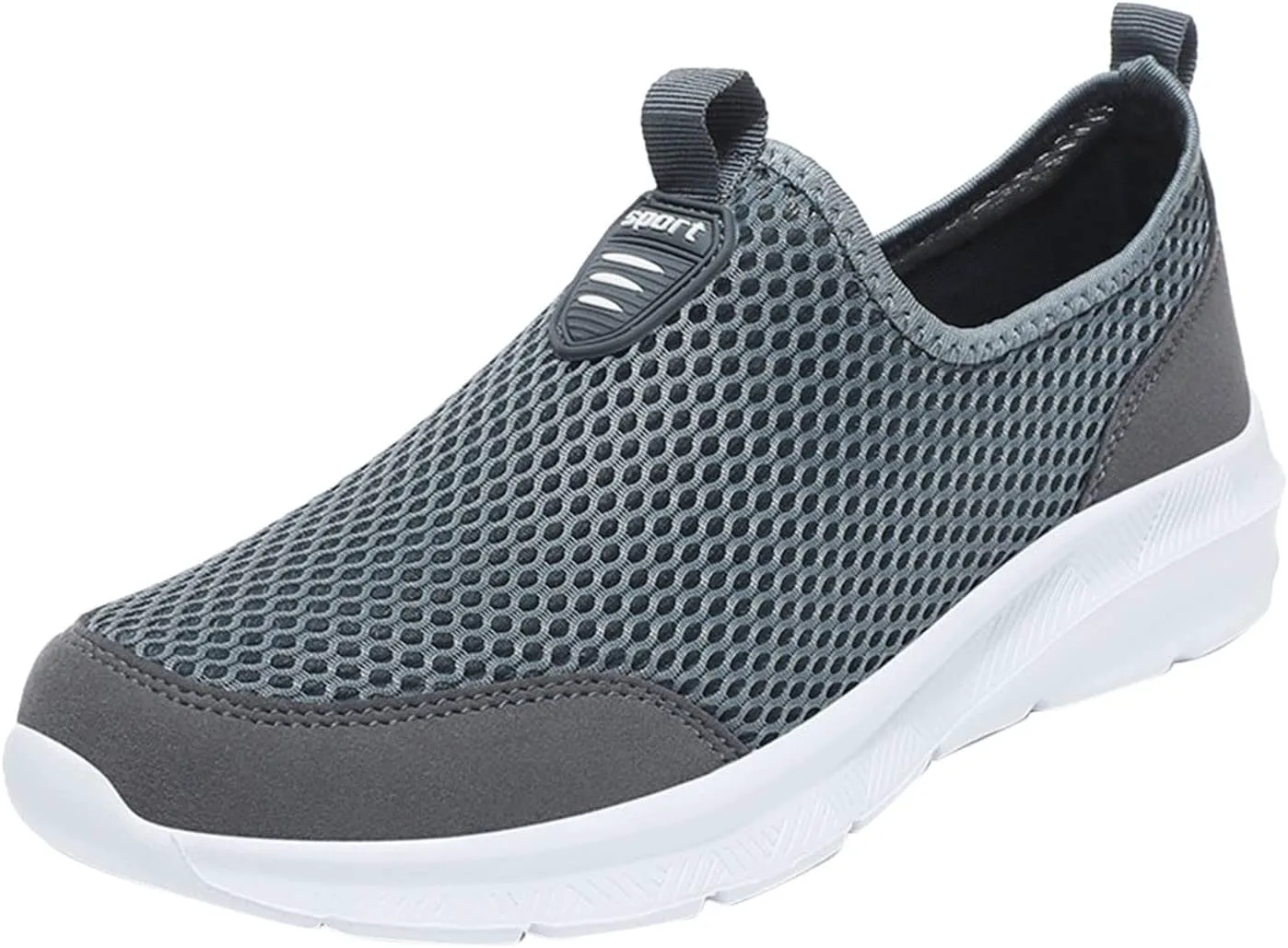 

Мужские кроссовки без шнурков для бега и тенниса, с мягкой сеткой, удобные, легкие и дышащие Nvtuuer, серый