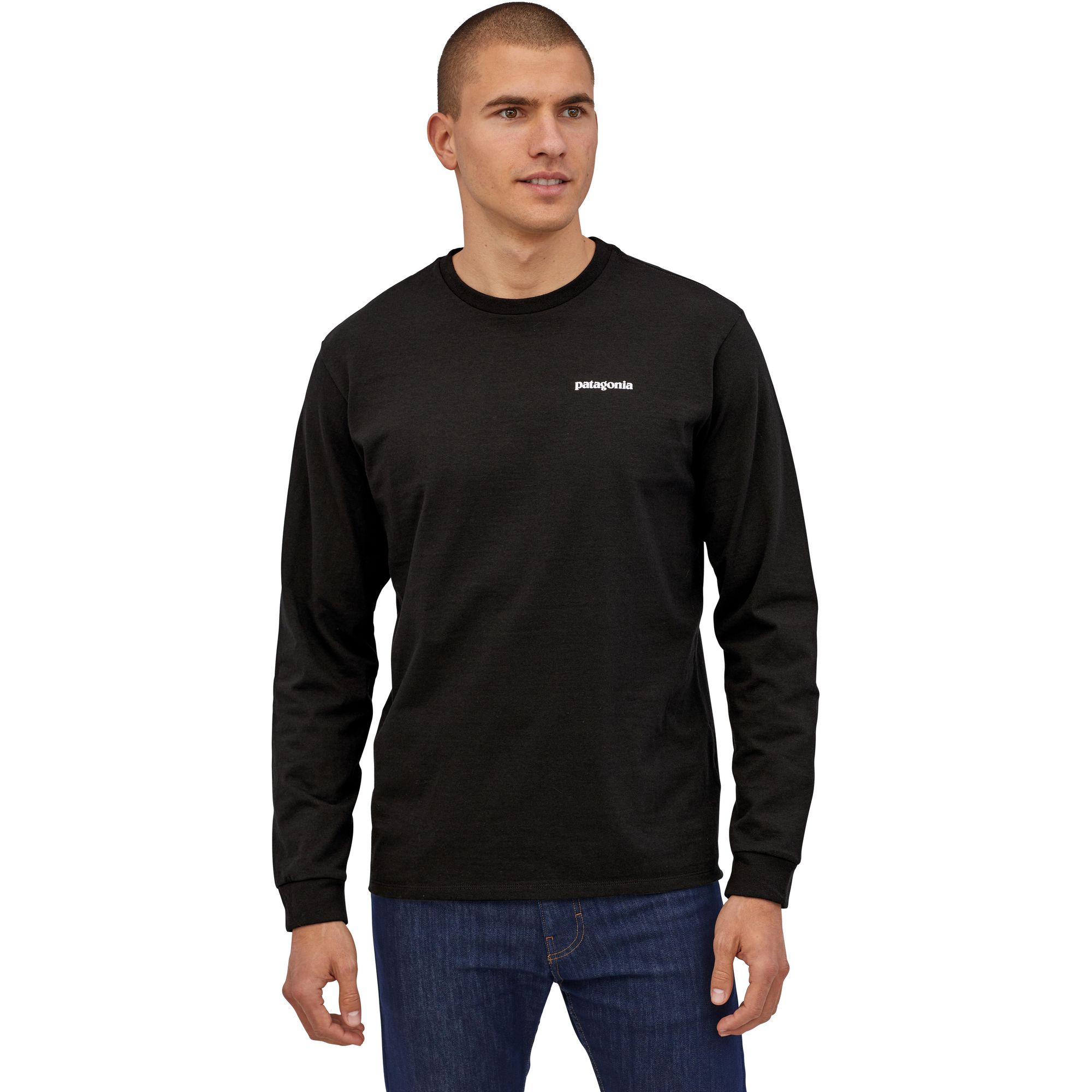 Мужская футболка с длинными рукавами с логотипом P-6 Responsibili-Tee Patagonia, Black — фото 2