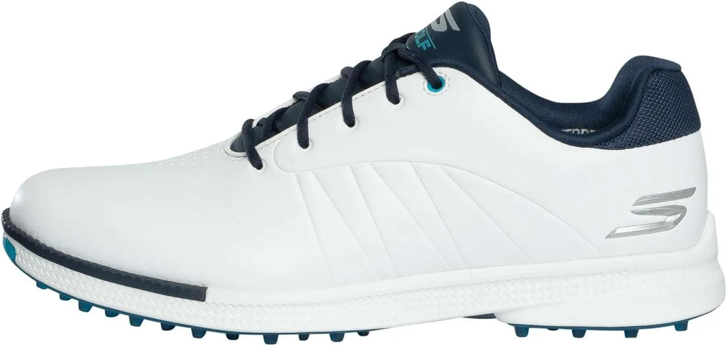 Мужские водонепроницаемые легкие кроссовки для гольфа Skechers Tempo без шипов, белый/темно-синий — фото 3