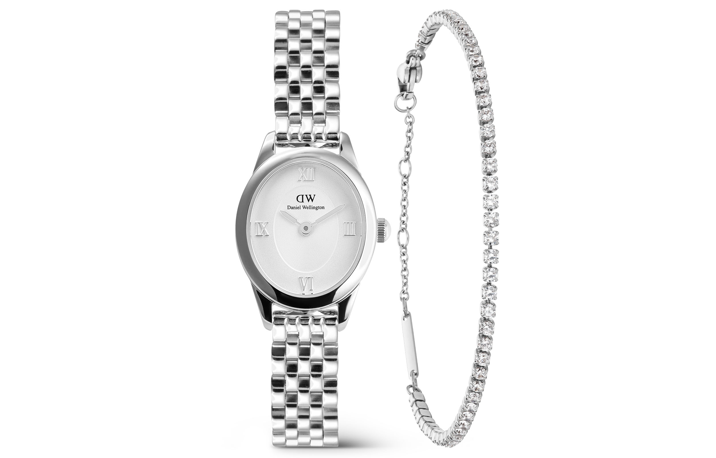 

DW/DanielWellington Часы Daniel Wellington Wrist Watch Quartz Movement Stainless Steel Watchband White Dial Women's Watch & Bracelet Set