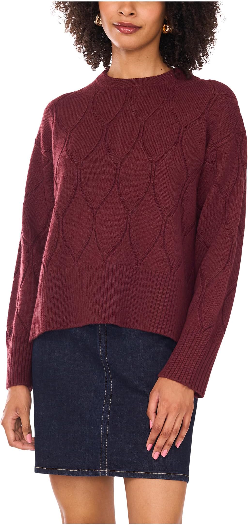 

Свитер Vince Camuto Women's Long Sleeve Crew Neck, Crisp Merlot