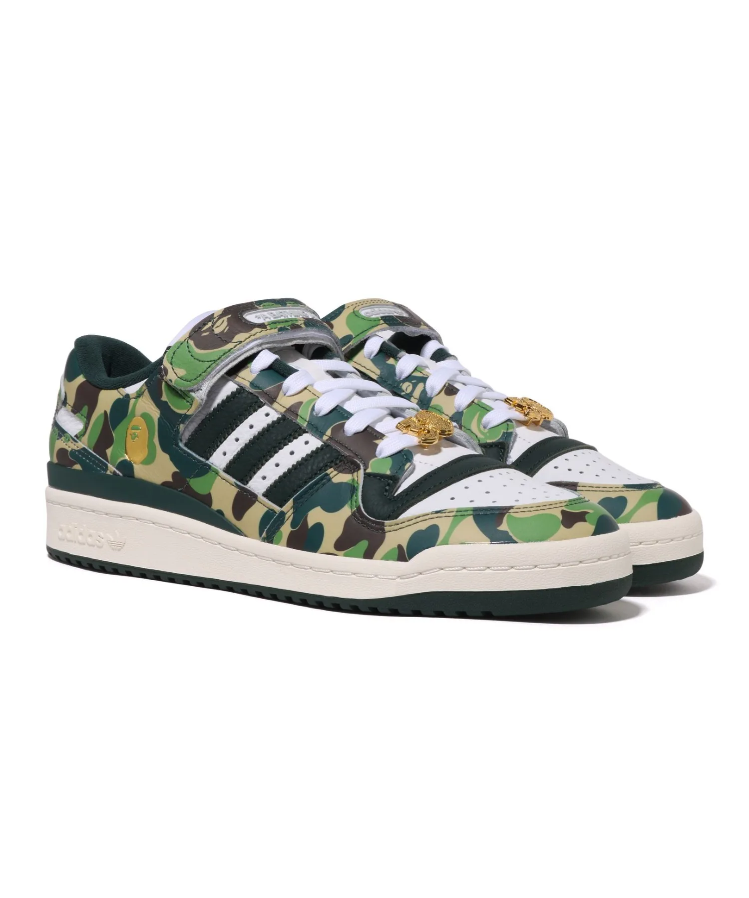 Мужские кроссовки из натуральной кожи Forum BAPE ABC CAMO белые/зеленые adidas Originals — фото 2