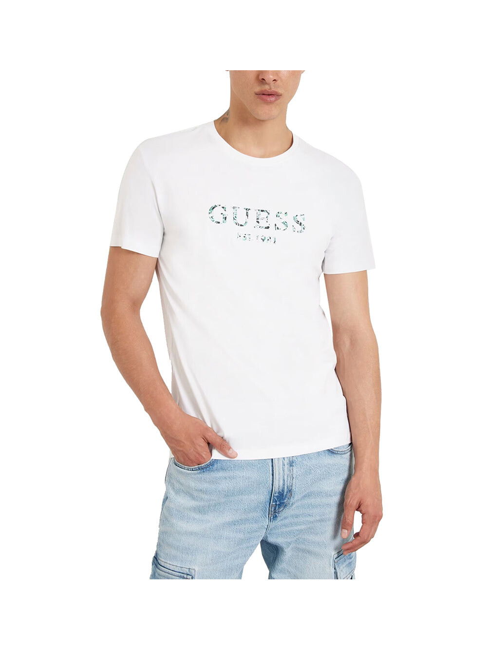 

Белая мужская футболка Guess