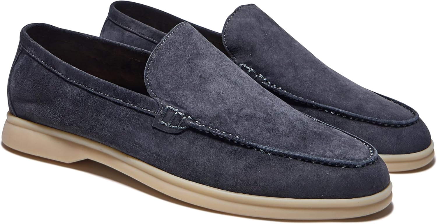 

Мужские летние лоферы из замши премиум-класса Bruno Liani, серый/угольный