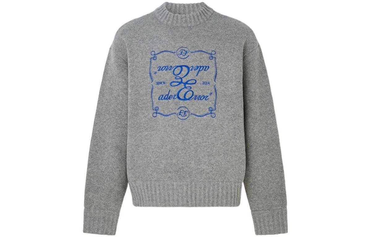 

Ader Error Свитер унисекс, темно-серый, с круглым вырезом, средней толщины, другие цвета