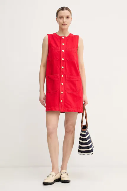 Платье мини джинсовое Tommy Hilfiger, красный — фото 2