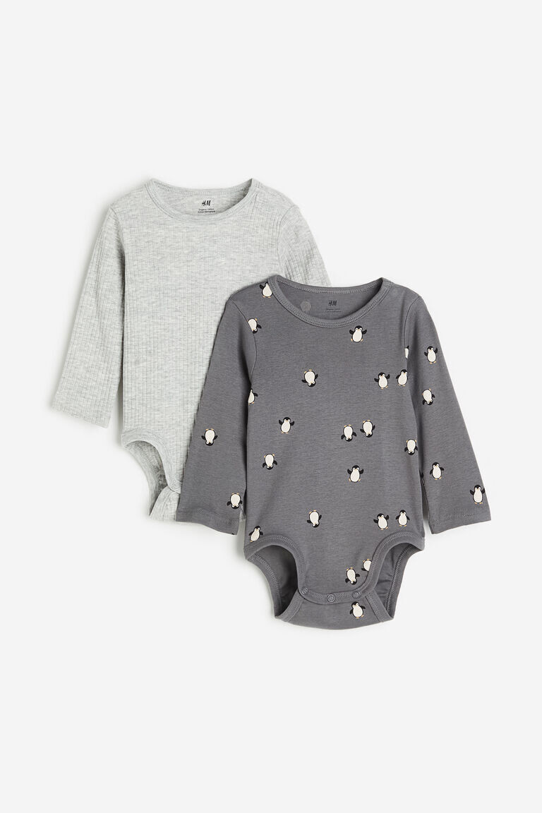 

Комплект из двух боди с длинными рукавами H&M, серый