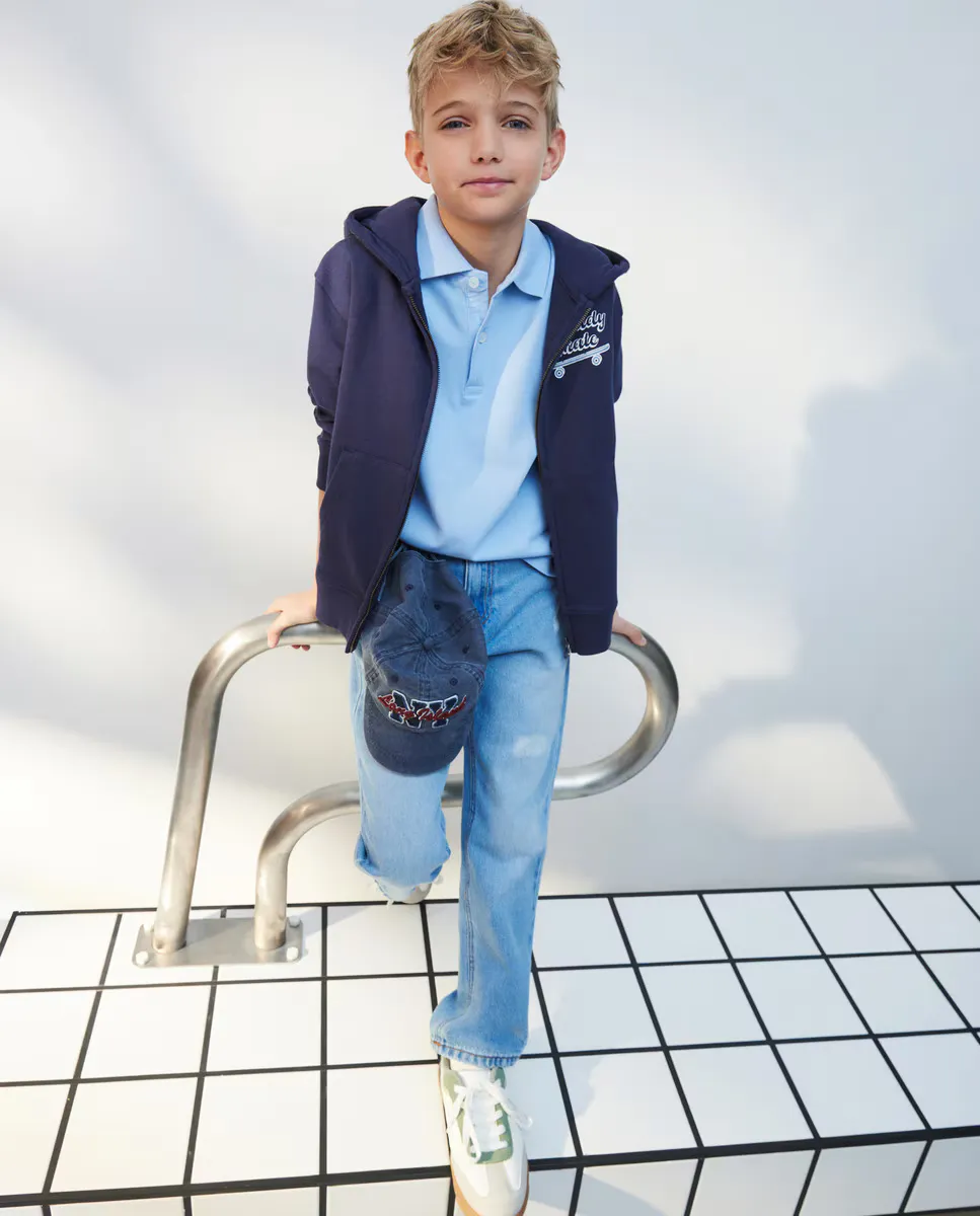 

Базовая рубашка-поло с короткими рукавами для мальчика Kids El Corte Inglés, светло-голубой