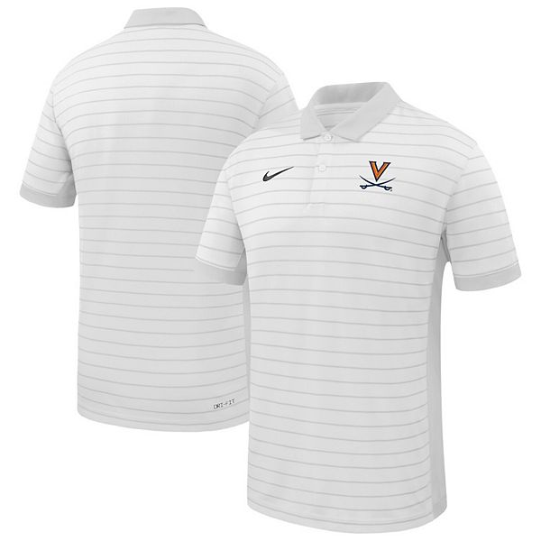 

Мужская белая футболка-поло Virginia Cavaliers 2025 Early Season Coaches Sideline Victory Stripe Performance Nike