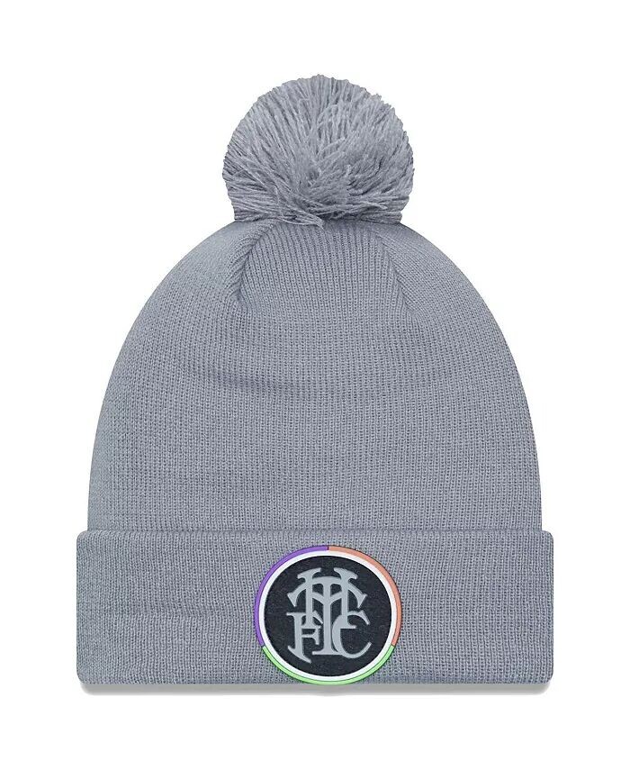 

Мужская серая вязаная шапка Tottenham Hotspur Flock с манжетами и помпоном New Era