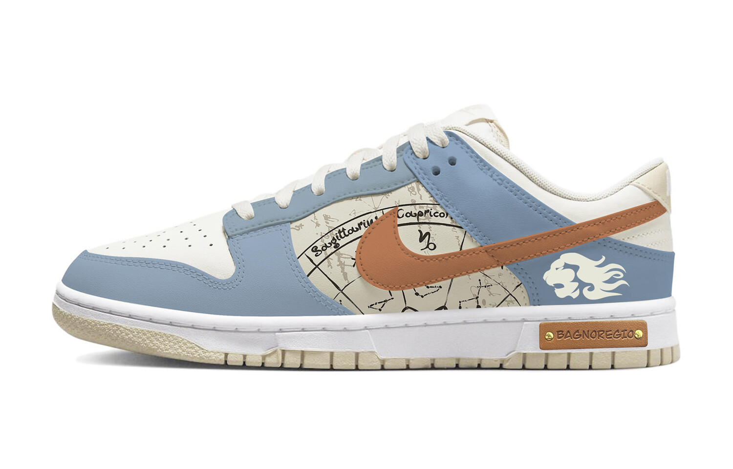 

Кроссовки Nike Dunk Skateboarding Shoes Men Low-top White/blue/brown, белый/синий/коричневый