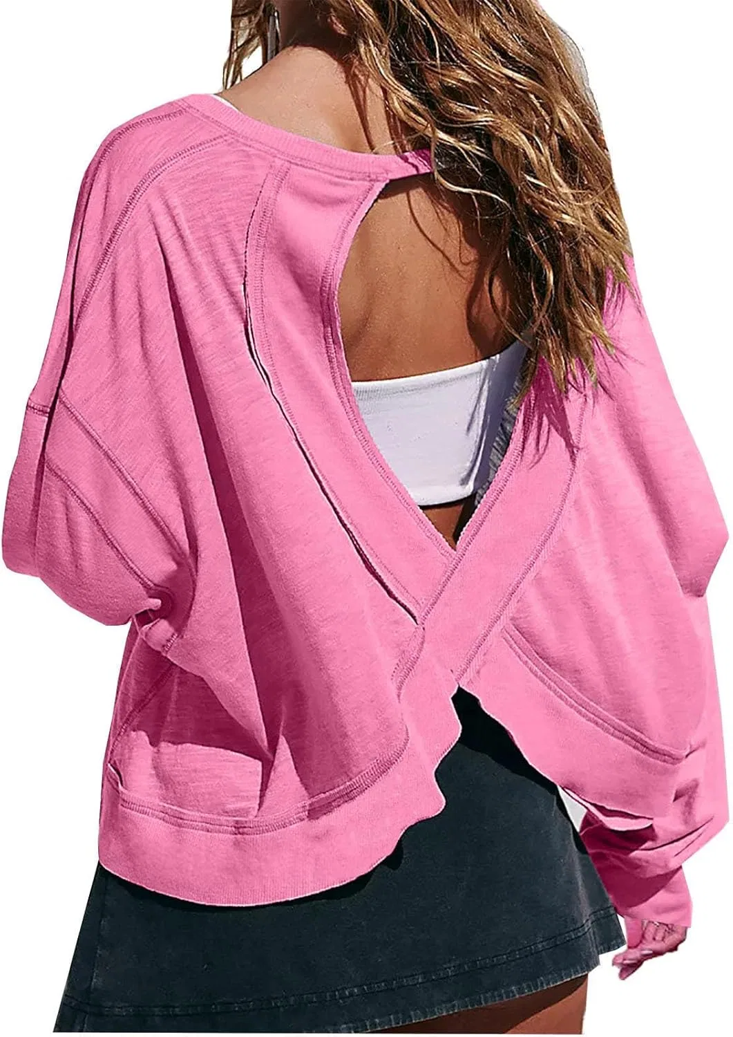 Женская футболка с открытой спиной, Hot Pink, Generic