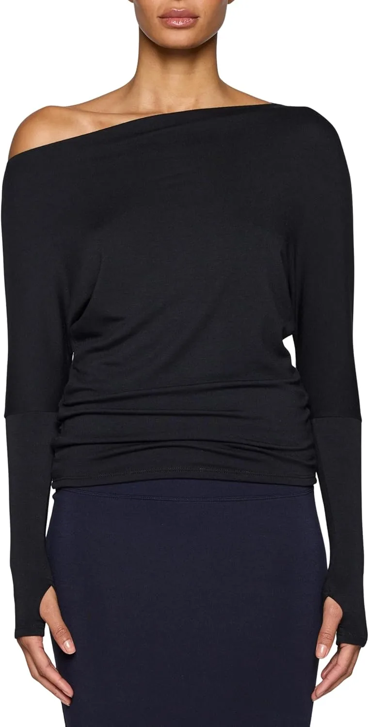 

Bleusalt The Cindy Top | Женская элегантная блузка с лодочкой и длинным рукавом | Мягкая базовая модель из модала с растяжкой